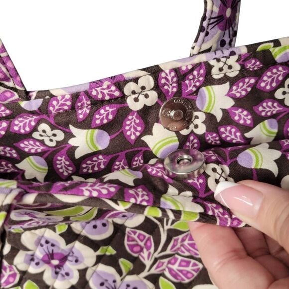 Vera Bradley Book Bag Shoulder Bag Tote in Plum Petals - Picture 9 of 13